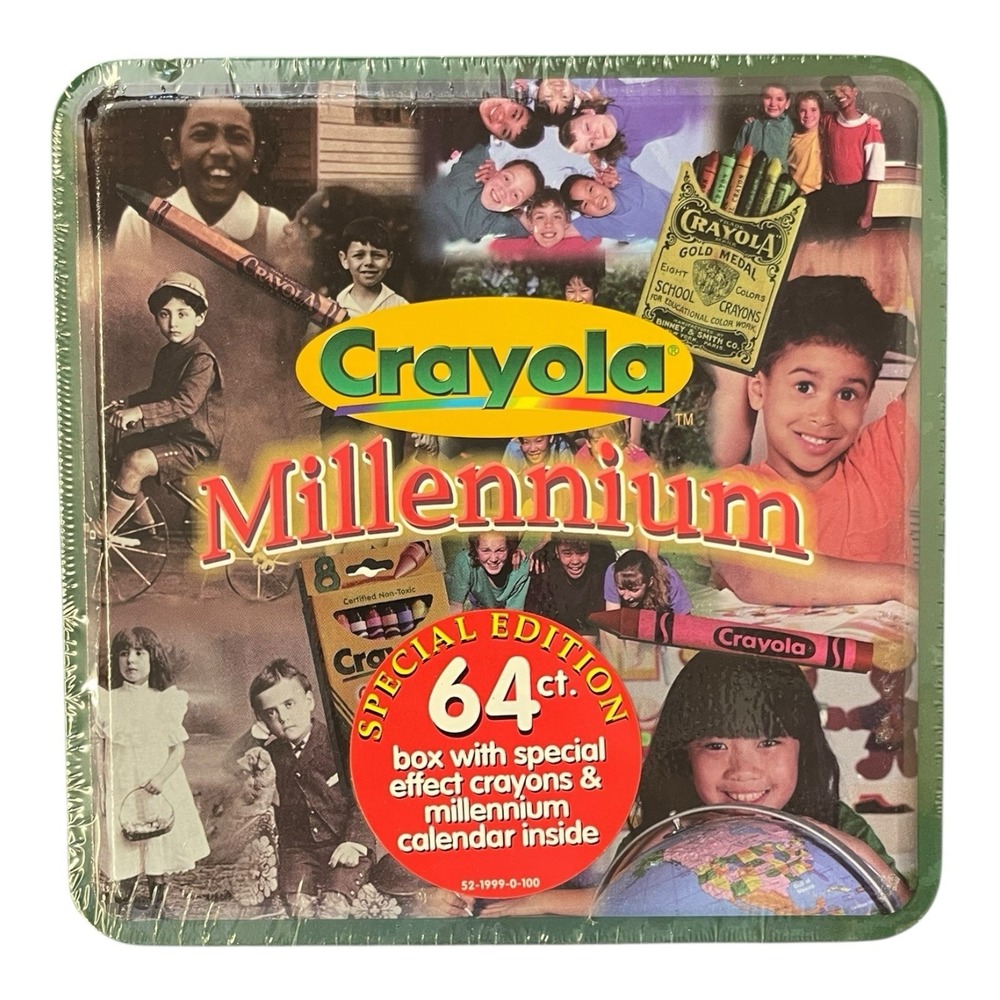 Crayola Millennium Tin With 64 Count With Special Effect Crayons And Calendar